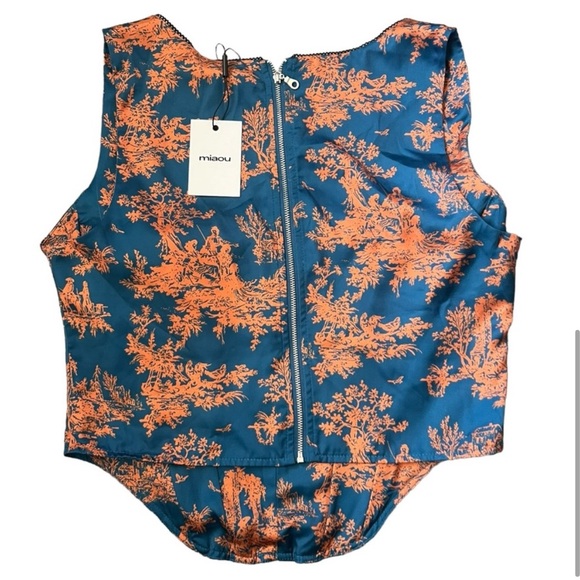 Miaou Blue and Orange Sleeveless Square Neck Crop Top - Picture 4 of 4